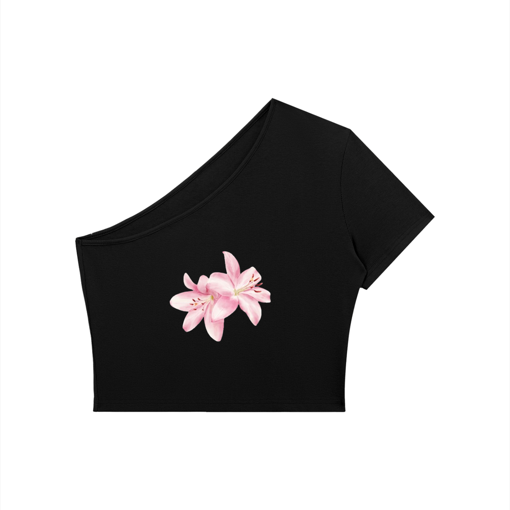 "Bloom" One-Shoulder Crop T-Shirt